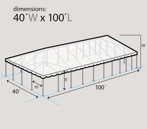 40' x 100' Premium Single Tube West Coast Frame Party Tent, Sectional Clear