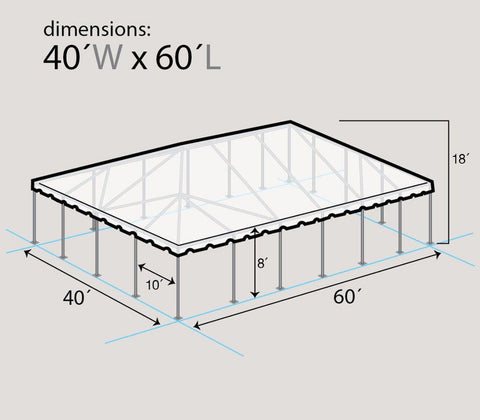 40' x 60' Premium Single Tube West Coast Frame Party Tent, Sectional, Clear