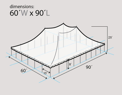 60' x 90' Premium Sectional Canopy Pole Party Tent - White