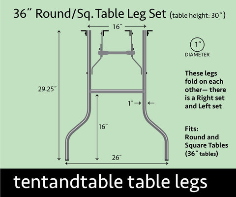 Replacement Leg Set for 36" Round Folding Table 