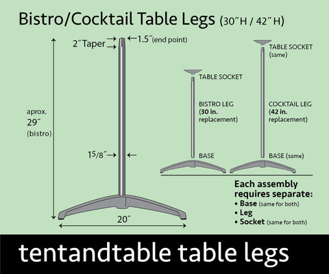 Replacement 30" Table Leg for Cocktail Bistro Table