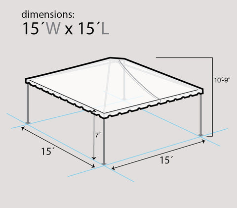 15' x 15' Premium West Coast Frame Party Tent - White, 2 Piece Sectional