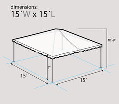15' x 15' Premium West Coast Frame Party Tent - White, 2 Piece Sectional