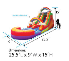 15' Rental Lite Rainbow Cloud Inflatable Water Slide with Blower and Pool