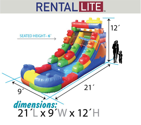 Rental Lite 12' Building Block Water Slide with Blower