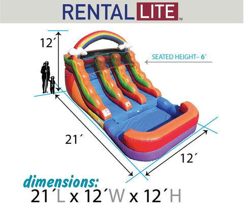 12' Rental Lite Rainbow Double Lane Inflatable Water Slide with Blower
