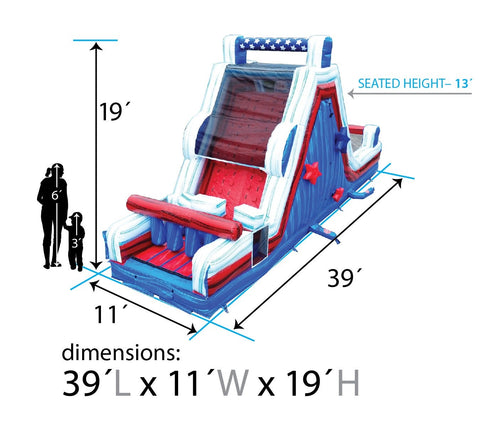 40' Red White and Blue Marble Inflatable Rock Climb Slide with Blower