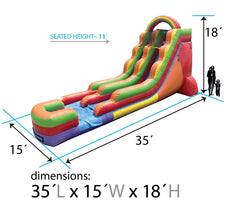 18' Tall Rainbow Wet/Dry Inflatable Slide with Blower