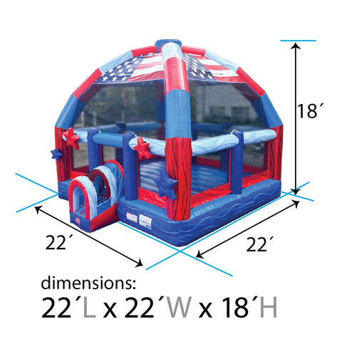 Big Bubba 22' x 22' Red, White Blue Marble Giant Bounce House with Blower