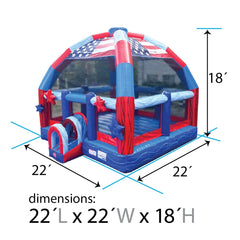 Big Bubba 22' x 22' Red, White Blue Marble Giant Bounce House with Blower