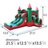 Image of Kids Red Marble Double Lane Slide Combo with Blower