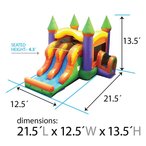 Sale on Kids Orange Bouncy Castle with Double Lane Slide Combo with Blower