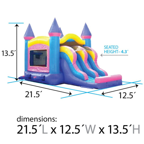 Save on Kids Pink Inflatable Bounce House and Double Lane Slide Combo with Blower