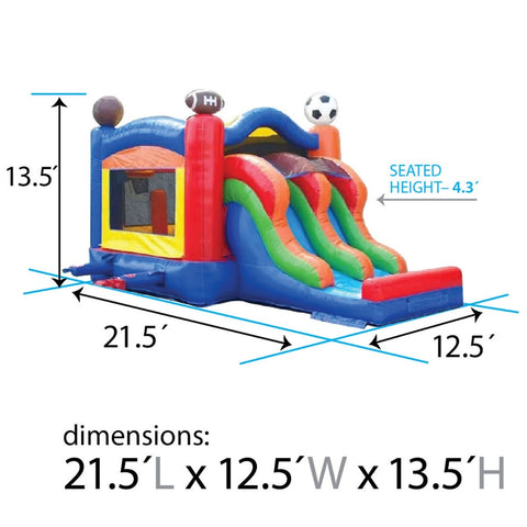 Sale on Kids Sports Inflatable Castle Bounce House and Double Lane Slide Combo with Blower