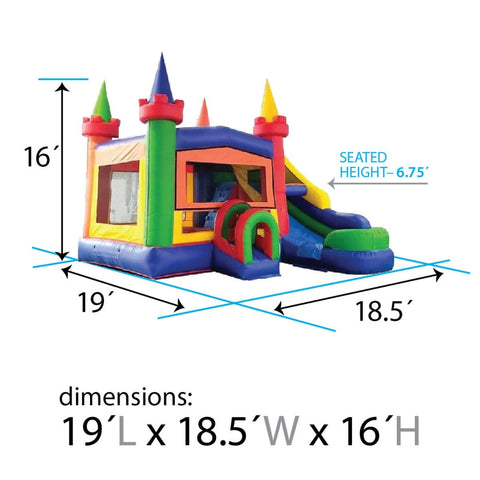 Modular Modern Rainbow Inflatable Water Slide Bounce House Combo with Blower