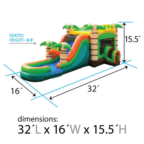 Mega Tropical Water Slide Bounce House Combo with Blower