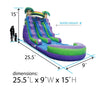 Image of 15' Rental Lite Purple Marble Tropical Inflatable Water Slide with Blower and Pool