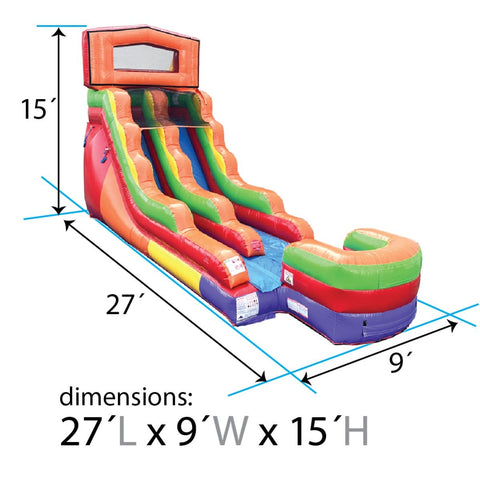 15' Tall Rainbow Modular Wet / Dry Inflatable Slide with Blower