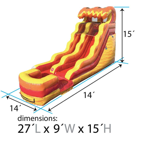 15' Tall Lava Wave Wet/Dry Inflatable Slide with Blower and Detachable Pool