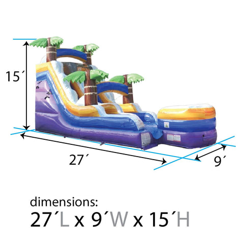 15' Tropical Purple Marble Inflatable Water Slide with Blower