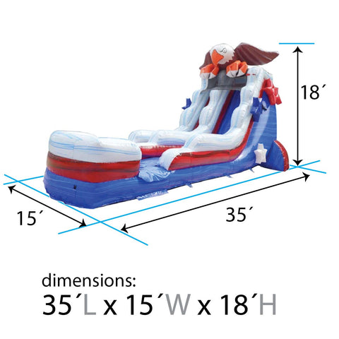 18' Bald Eagle Inflatable Water Slide with Blower