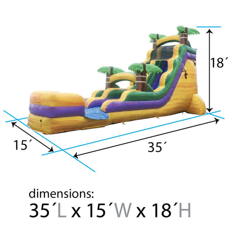 18' Tropical Yellow Marble Inflatable Water Slide with Blower