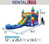 Image of Rental Lite Rainbow Castle Bounce House Slide Combo with Wet Pool Attachment