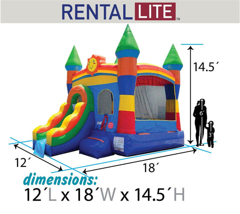 Rental Lite Rainbow Castle Smiley Face Bounce House Slide Combo with Blower