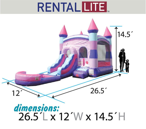 Rental Lite Deluxe Pink Inflatable Bounce House with Slide Combo with Blower and Pool