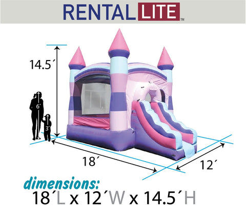 Rental Lite Deluxe Pink Inflatable Bounce House with Slide Combo with Blower
