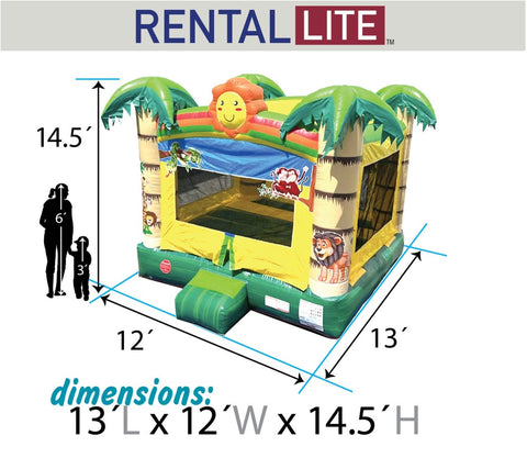 Rental Lite Tropical Jungle Smiley Face Inflatable Bounce House with Blower