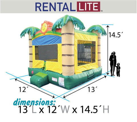 Rental Lite Tropical Jungle Smiley Face Inflatable Bounce House with Blower (Non Printed)
