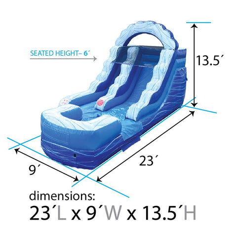 12' Blue Marble Inflatable Water Slide with Blower
