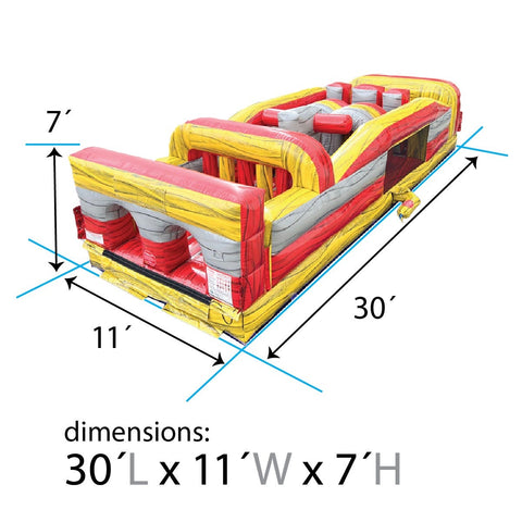 7-Element Red Marble Inflatable Obstacle Course with Blower