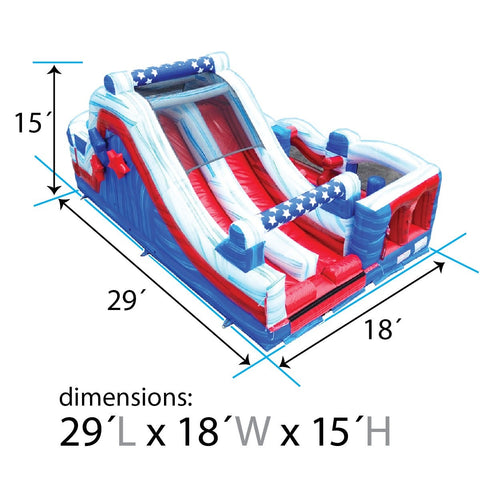 Radical Run Obstacle Course with Blower - Red White and Blue Marble