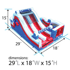 Radical Run Obstacle Course with Blower - Red White and Blue Marble