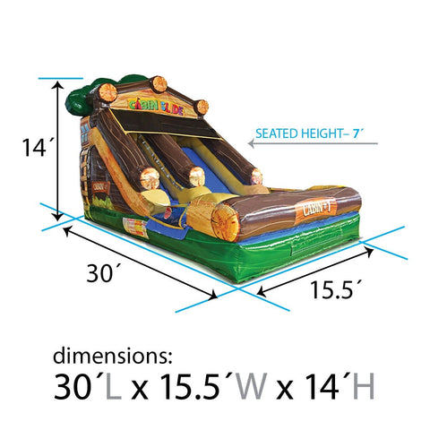 Cabin Slide 14' Wet/Dry - Summer Camp-Themed Inflatable Slide