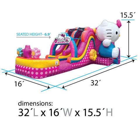 Hello Kitty® Commercial Double Lane Water Slide Bounce House with Blower by POGO Bounce House