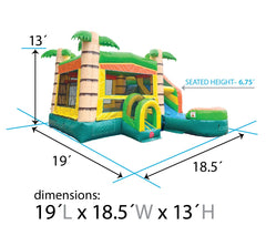 Modular Tropical Water Slide Bounce House Combo with Detachable Pool and Blower