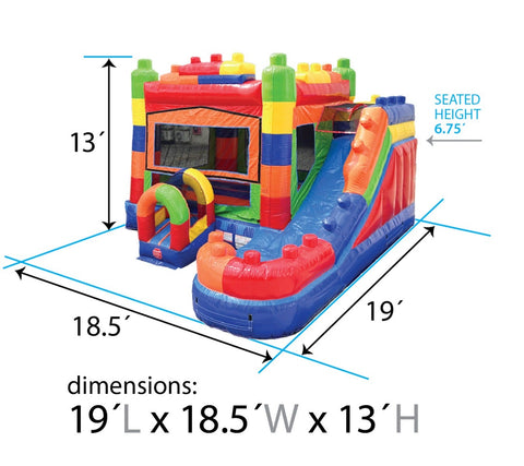 Modular Building Block Inflatable Water Slide Bounce House Combo with Blower by POGO Bounce House