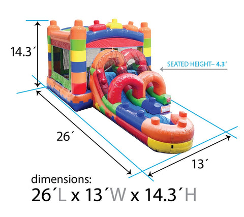 Kids Building Block Inflatable Bounce House with Slide and Blower