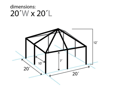 20' x 20' Replacement West Coast Tent Frame Only, Single Tube