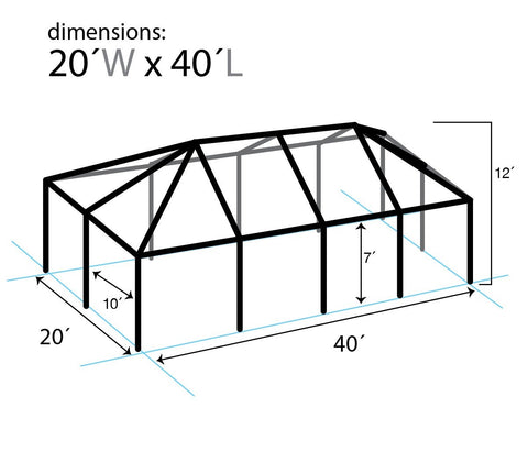 20' x 40' Replacement West Coast Tent Frame Only, Single Tube