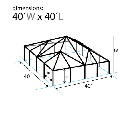 40' x 40' Replacement West Coast Tent Frame Only, Single Tube