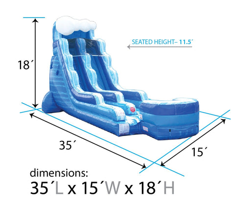 18' Blue Marble Wave Inflatable Water Slide with Blower