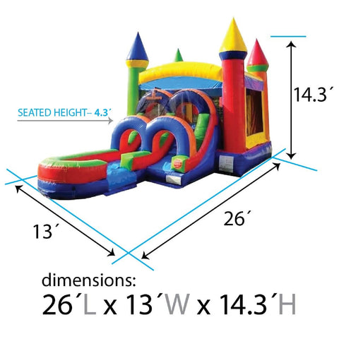 Kids Modern Rainbow Water Slide Bounce House Combo with Blower
