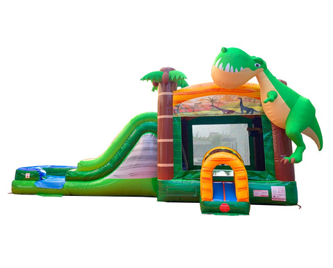 15.5'H Mega Dinosaur Inflatable Water Slide Bounce House Combo with Blower