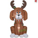 6' Gemmy Airblown Christmas Puppy Dog w/ Moose Antlers and Lights