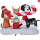 6' Gemmy Airblown Christmas Dogs Sharing Candy Cane