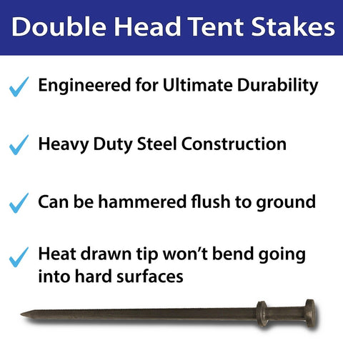 1" x 42" Double Head Steel Tent Stakes